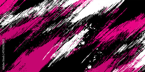 Black pink white brush pattern car sticker banner sporty abstract lines black pink color combination grunge brush pattern modern motorsport racing design