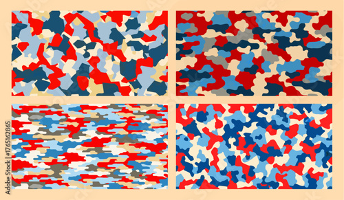Flat Modern Camouflage Pattern in Patriotic Colors
