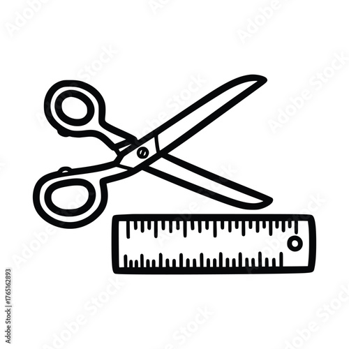 Scissors and Ruler Essential Crafting Tools for Precision and Creativity.