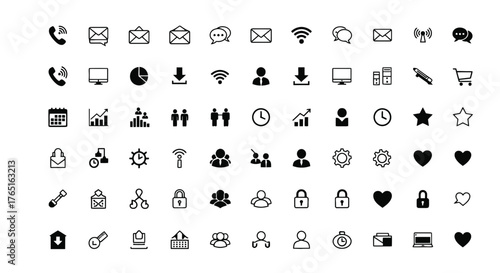 Set of thin line icons for web and application