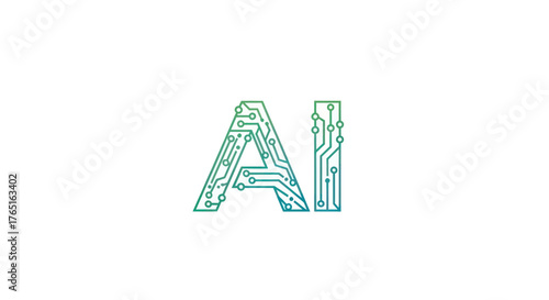 AI Circuit Board Letters Artificial Intelligence Concept.