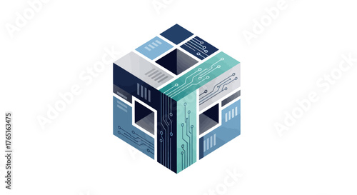 Abstract Cube Design with Intricate Patterns and Modern Aesthetic.