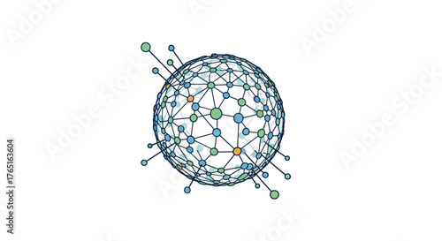 Abstract Network Sphere with Connections and Nodes.