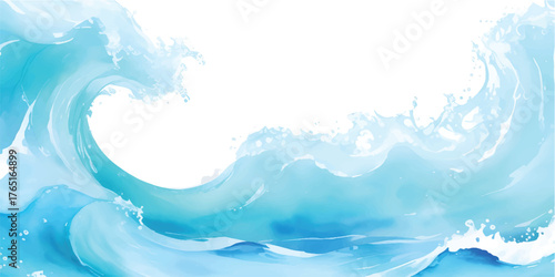 Abstract blue water background with waves reflecting sky and clouds in a summer ocean landscape illustration