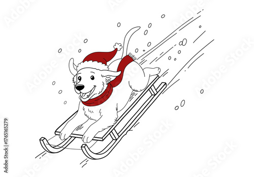 Dog is on sled.