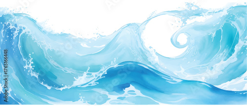 Blue ocean wave and ice splash under a winter sky illustration in vector art