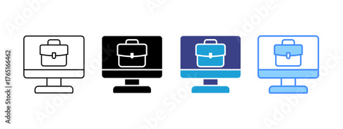 Briefcase icon set multiple style collection