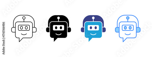 Chatbot icon set multiple style collection