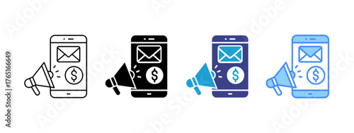 Email Marketing icon set multiple style collection
