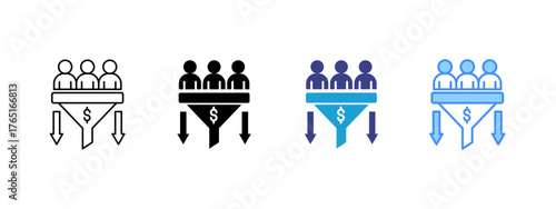 Sales Funnel icon set multiple style collection