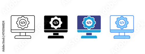 Software icon set multiple style collection