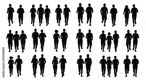 Vector art of group of people running together