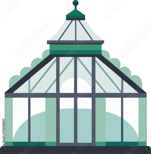Greenhouse glass building flat design garden structure plant cultivation conservatory botanical architecture