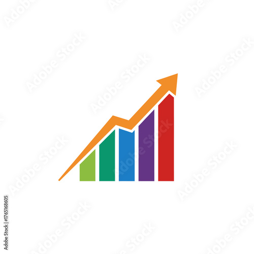 A colorful bar graph with an upward trending arrow symbolizes business growth, progress, and financial success on a clean white background. Free Download A colorful bar graph with an upward trending arrow symbolizes business growth, progress, and financial success on a clean white background. - GFXLoad
