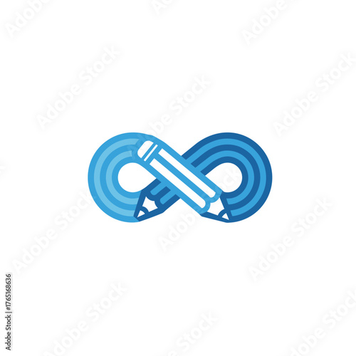 A creative logo design featuring a pencil intertwined with an infinity symbol, representing endless possibilities and artistic expression.