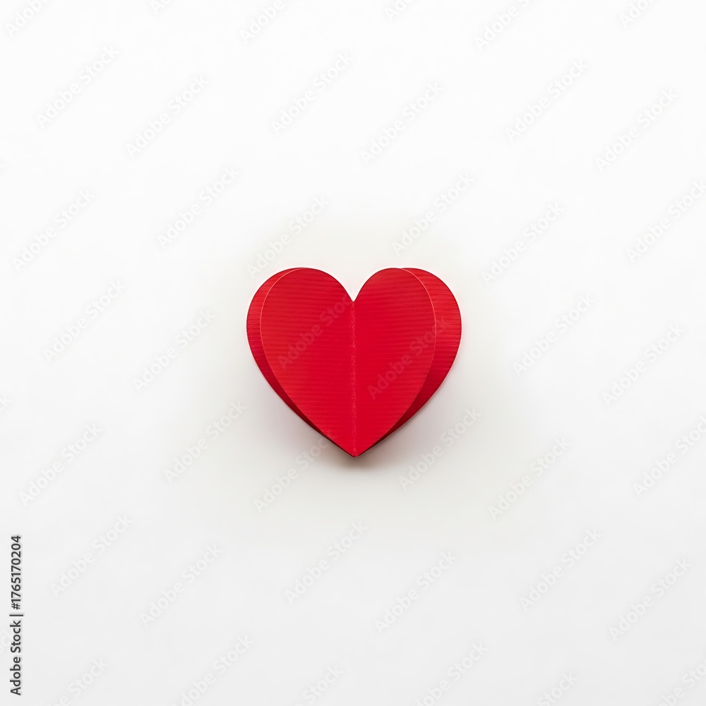 Obraz premium Paper heart shape decoration on white background. Love cocnept. Flat lay.