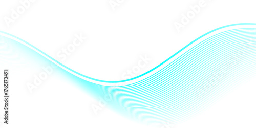 wavy line background. Abstract blue smooth waves on white background.