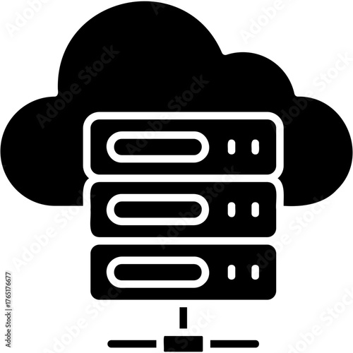 Solid Glyph Cloud Hosting Icon