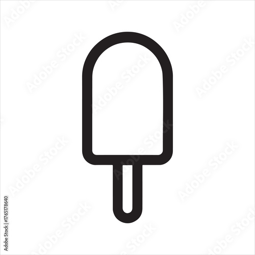 Minimalist Ice Cream Popsicle Illustration on Clean White Background Perfect for Summer Food Designs and Web Icons with Simple Lines