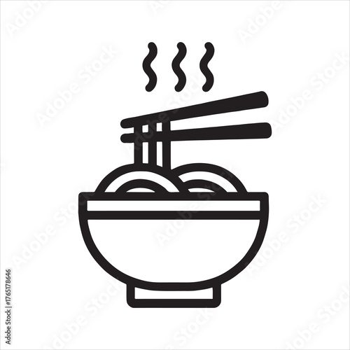 Minimalist Icon of Steaming Noodle Bowl with Chopsticks a Symbol of Asian Cuisine and Comfort Food Representing Delicious Meals