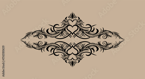 Ornate vintage filigree flourish design on a neutral background