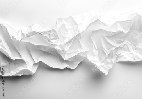 Crinkled white paper, light & shadow create dimension