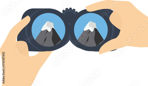 binoculars with mountain peak Icon

