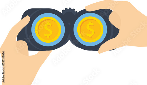 Business Management Flat icons for zoom & dollar

