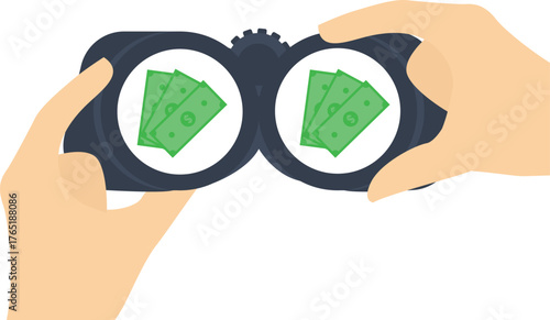 Business Management Flat icons for zoom & dollar
