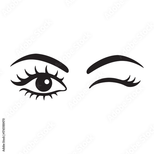 Eye wink illustration of beauty and glamour on white background