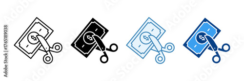 Budget Cut  Icon Set Multiple Style Collection