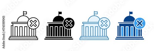 Closed Government Building  Icon Set Multiple Style Collection