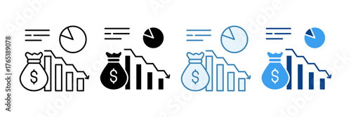 Economy Down  Icon Set Multiple Style Collection