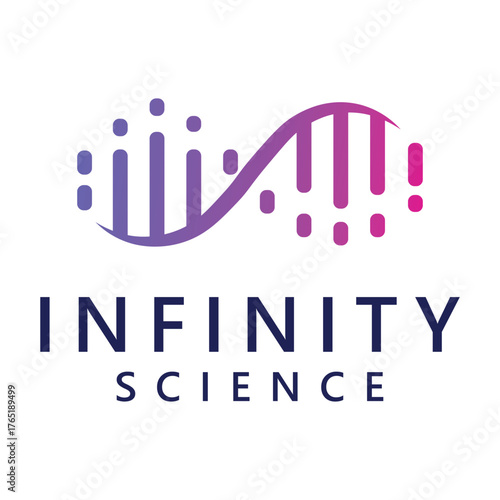 DNA vector logo design in the shape of a colorful infinity emblem with a modern, simple, clean and abstract style.