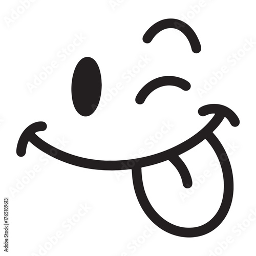 Playful cartoon face with winking eye and tongue out expression