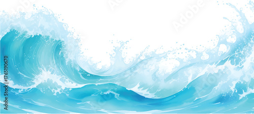Fluid Blue and White Watercolor Ocean Wave Pattern in Abstract Style for Elegant Backgrounds, Minimalist Banners, and Design Templates