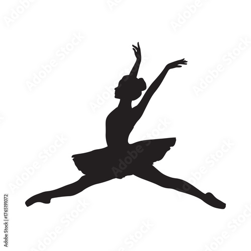 Silhouette of a ballerina performing a graceful leap in a tutu