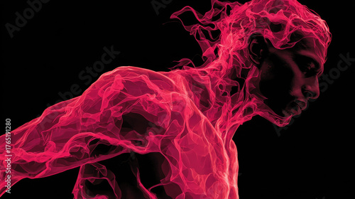 Dynamic representation of body alignment nature showcases vibrant energy and movement, emphasizing connection between physical form and natural