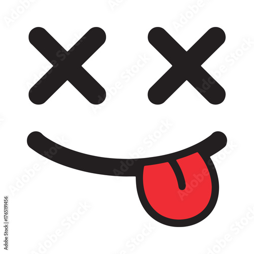 Cartoon face with crossed eyes and tongue sticking out playful mood