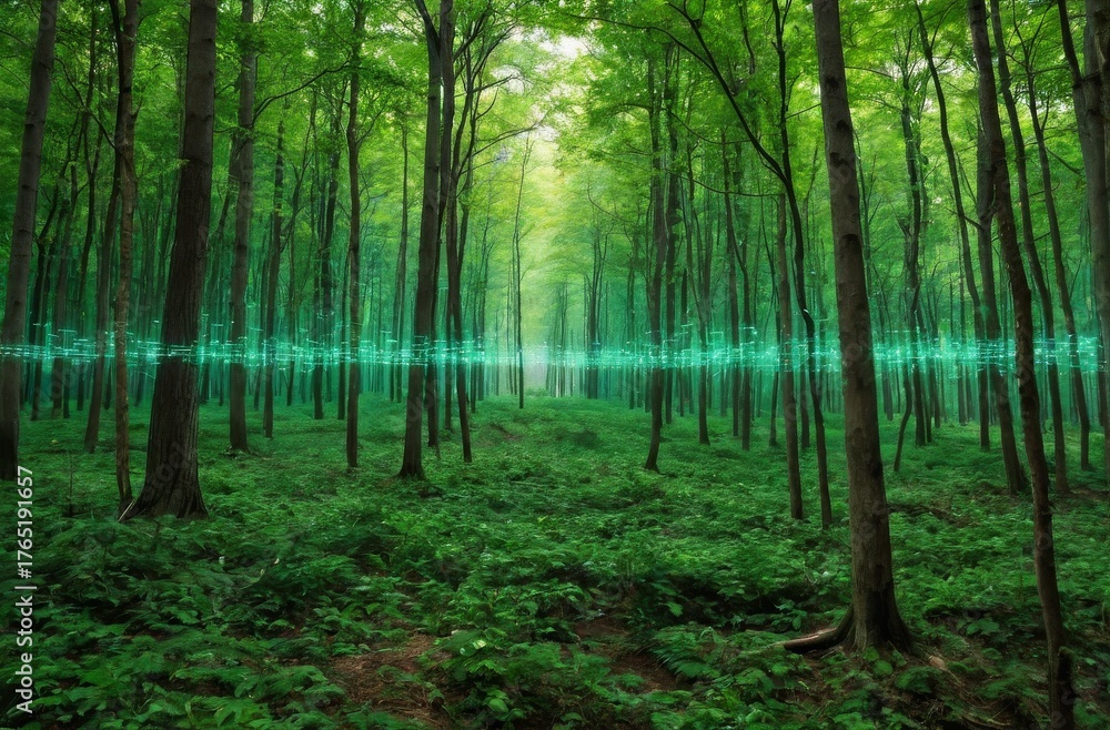 Obraz premium Fusion of nature and technology: Eco-friendly data communication