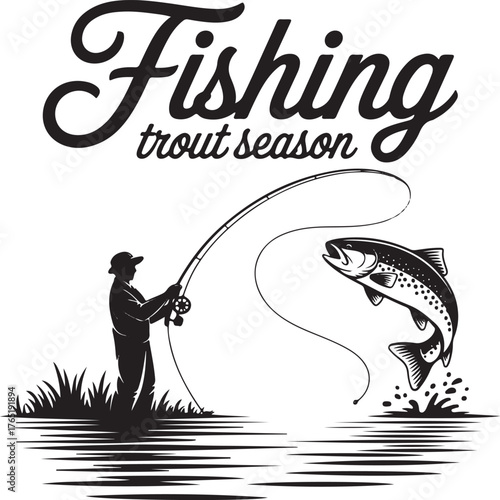 Dynamic fishing scene with angler and water elements
