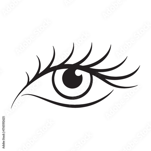Elegant eye design with long eyelashes in black and white style