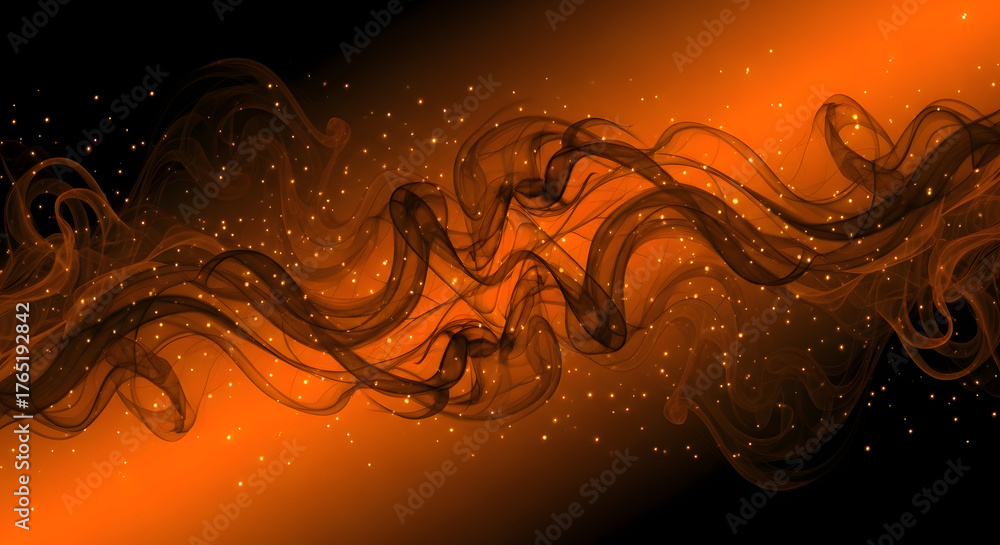 custom made wallpaper toronto digitalAbstract Orange and Black Wave Design with Sparkling Elements for Creative Backgrounds and Graphics