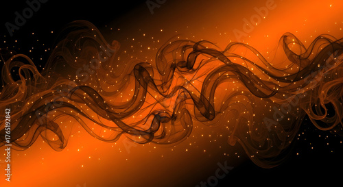 Wallpaper Mural Abstract Orange and Black Wave Design with Sparkling Elements for Creative Backgrounds and Graphics Torontodigital.ca