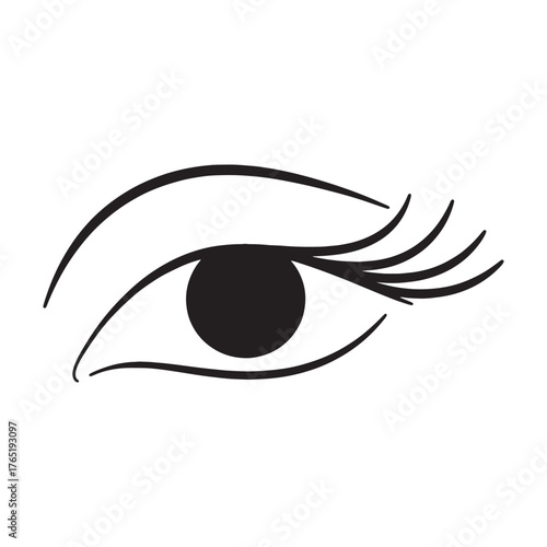 Elegant eye illustration with long eyelashes on a white background