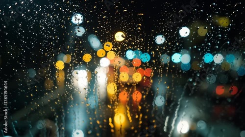 Raindrops Car Window Night/雨滴車窓夜景2