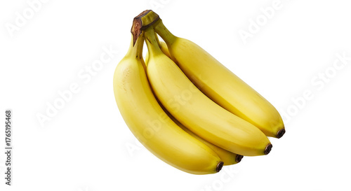 Yellow Bananas Bunch Isolated Yellow Background Realistic Photo
