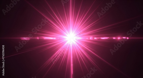 Radiant pink light burst with lens flare effect on dark background, abstract