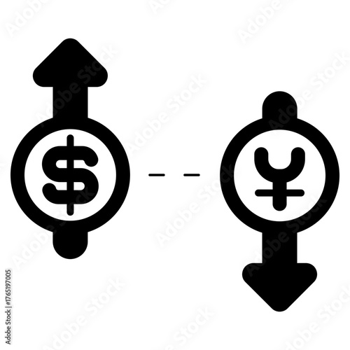 currency rate dollar and yen icon