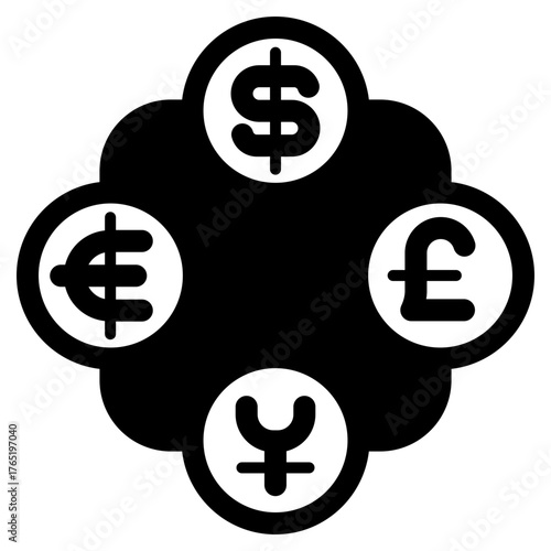 major currency include dollar euro poundsterling and yen icon